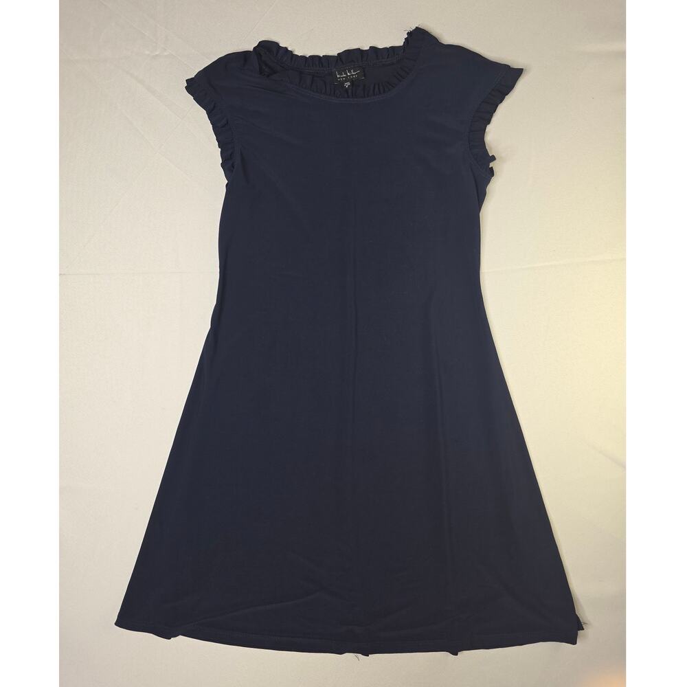Nicole Miller New York Navy blue ruffle-trim dress Size S